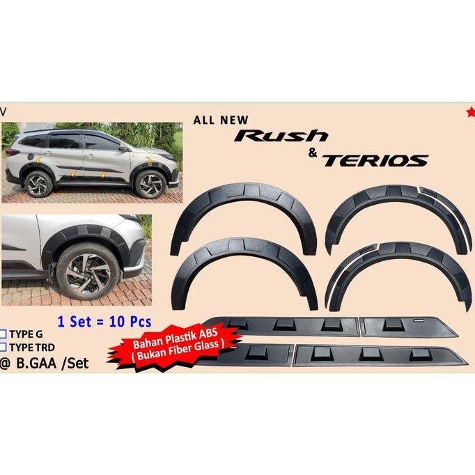 WINDOVSHOPID FULLSET Over Fender + List Body Model Rock Ford All New Rush/ Terios 2018 2019 2020 202