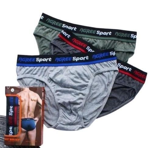 SW CLOTH 3 PCS Celana Dalam Pria AGREE SPORT Karet BOXER M-XXL BERKUALITAS - CD Pria Ukuran Besar