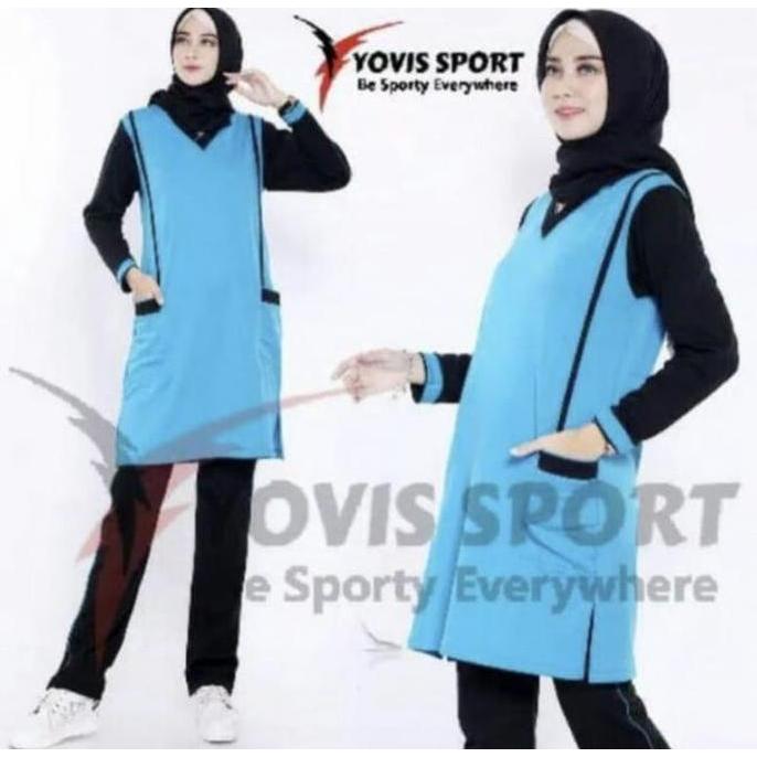 setelan senam tunik wanita / setelan senam yovis /setelan senam yoga / setelan aerobic Muslim Sport 