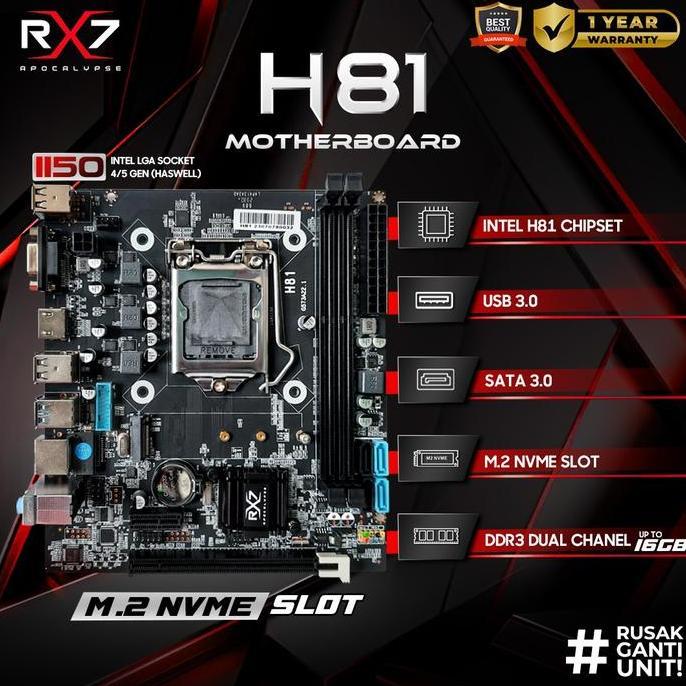 Motherboard RX7 H81 LGA 1150 DDR3 Mainboard H81 SUPPORT NVME