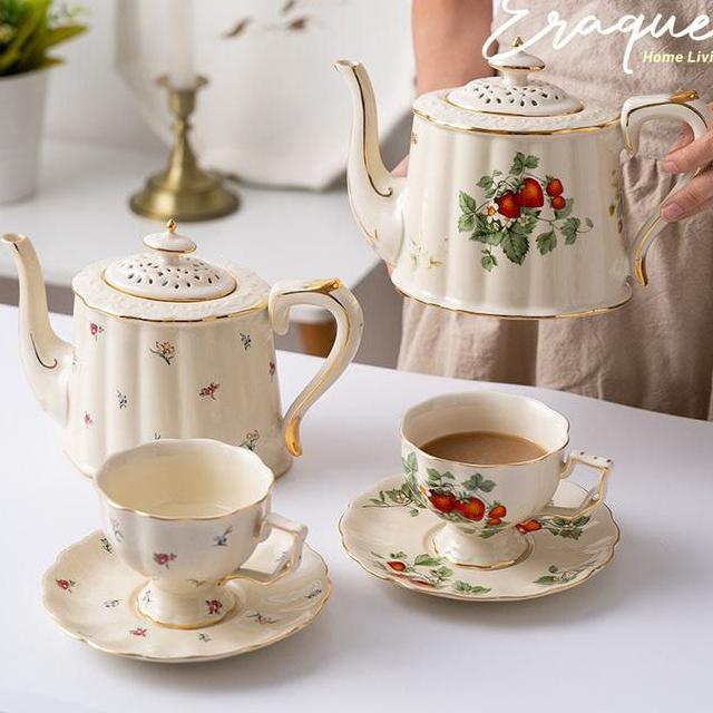 Lourdes Tea Pot Set Teko Cangkir Teh Keramik Eropa C Aesthetic