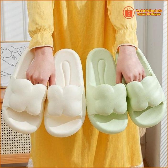 Sandal Selop Karet Wanita Polos Clover Leaf Kupu Awan Empuk Simple Impor Mgr Mokaya Balance (236) / 