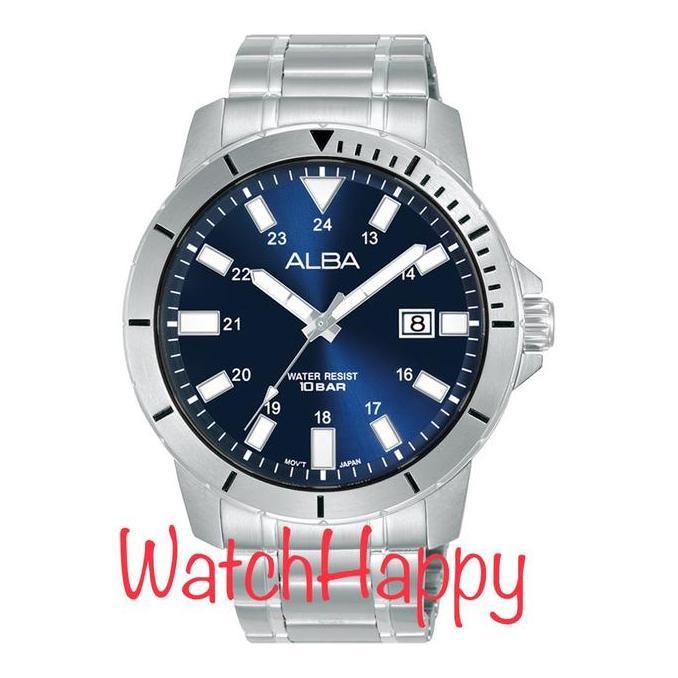 JAM TANGAN PRIA ALBA AS9R97X1 BLUE DIAL QUARTZ AS9R97 STAINLESS STEEL