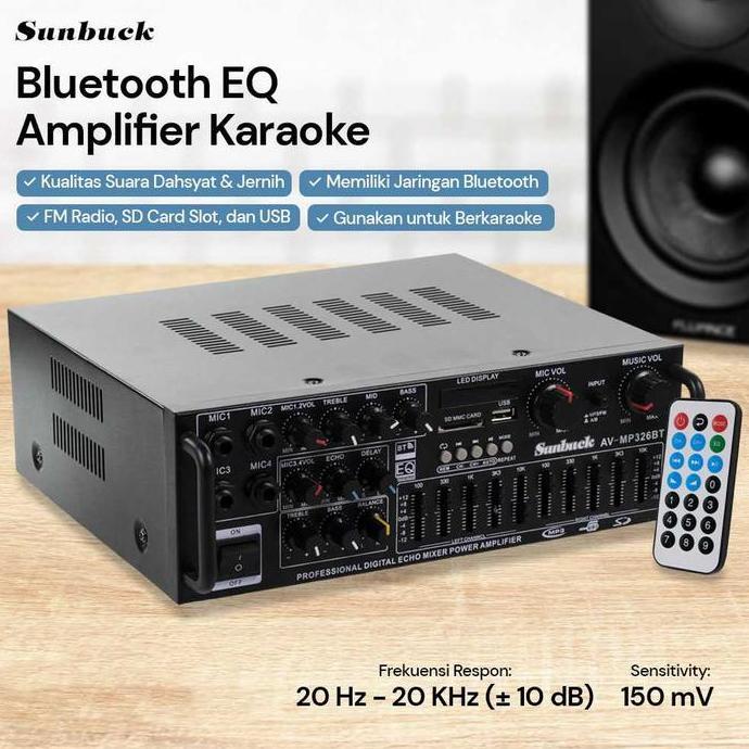Promo Bluetooth EQ Amplifier Karaoke Mixer Audio FM  AV-MP326BT Diskon