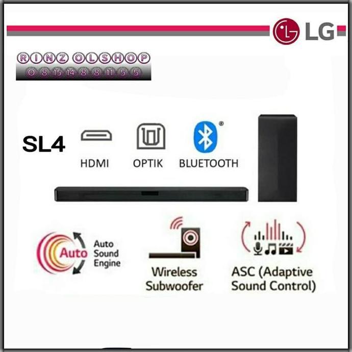 Promo SOUNDBAR LG SL4 WIRELESS SUBWOOFER BLUETOOTH 2.1CH 330 WATT SPEAKER Diskon