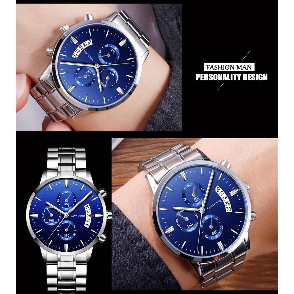 Vavavoom 214 Jam Tangan Pria Business Stainless Steel Analog Quartz Original Tahan Air Watch + Kotak