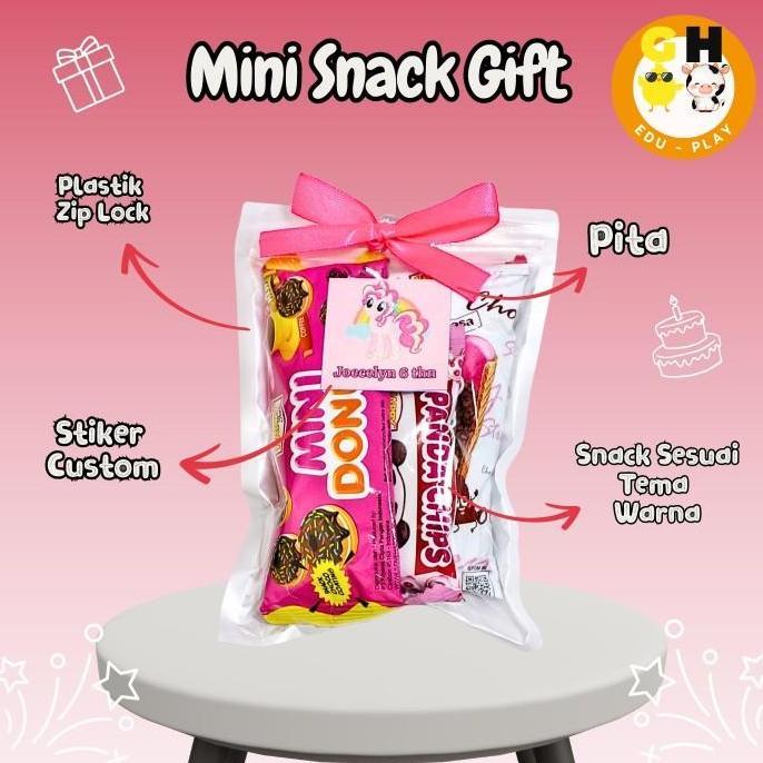 GHEDUPLAY Hampers Snack Mini Tema Warna Pink & Ungu Ulang Tahun Hadiah Ziplock Free Custom Ucapan ku