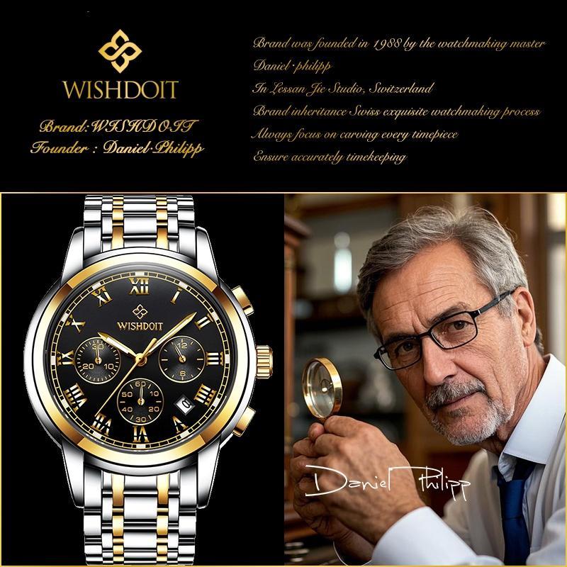 Wishdoit Jam Tangan Pasangan Asli Pria Dan Wanita Jam Tangan Anti Air Baja Tahan Karat Kronograf Kal