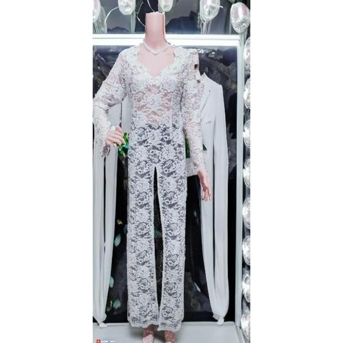 Baju Kebaya Akad Putih Selutut/Semata Kaki/Model Kutu Baru/Sabrina/Shanghai