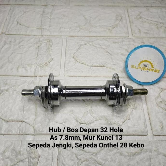 Hub Bos Roda Depan 32H POLO Untuk Sepeda Onthel 28 Onta Ontel Jengki As Kecil Mur Kunci 13