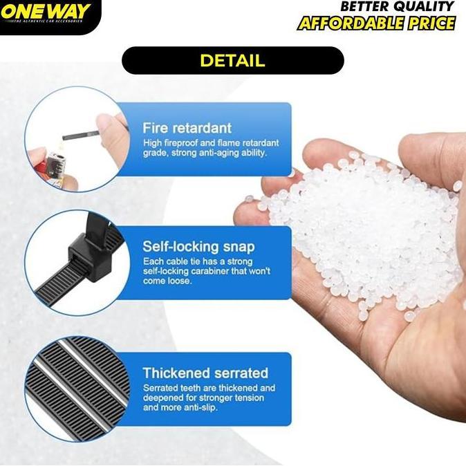 Ready Kabel Ties Putih 3.6 x 250 mm Nylon Cable Tie Multifungsi