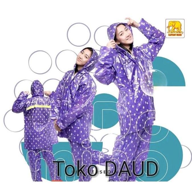 ORIGINAL Jas Hujan Star Polkadot Jaket celana Dholpin blu READY STOCK