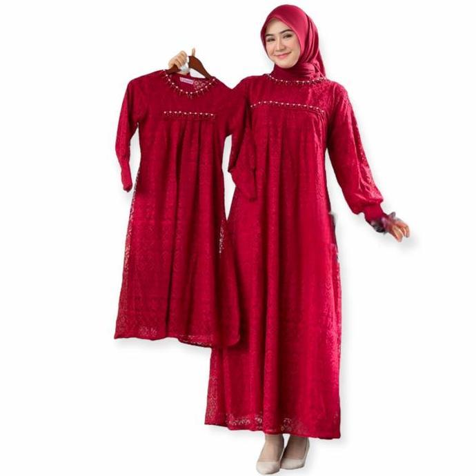 Gamis Pesta Brukat Busui - Gamis Lebaran Putih Brokat Jumbo LD 130