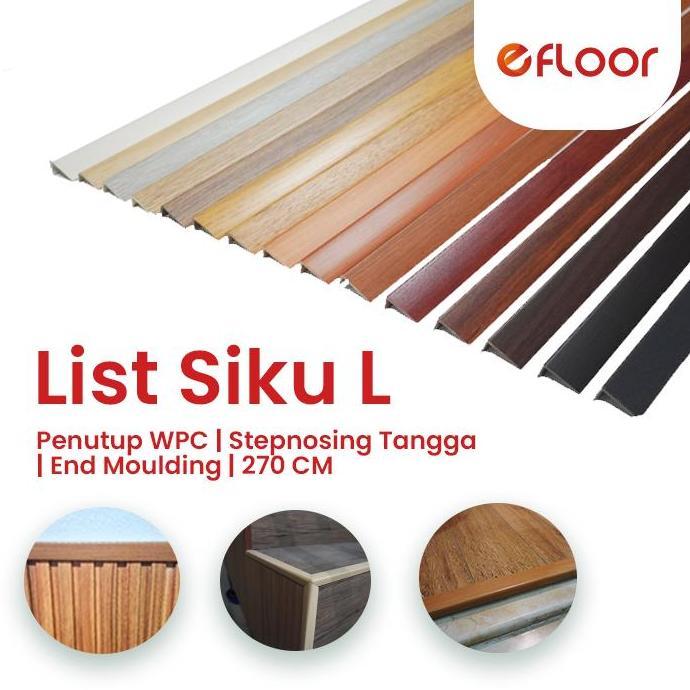 List Siku L List Tangga Stepnosing / Penutup WPC / End Molding untuk Lantai Kayu, Lantai Vinyl, Lant
