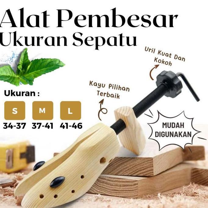 ORIGINAL Alat Pembesar Ukuran Sepatu Pria Wanita Bahan Kayu