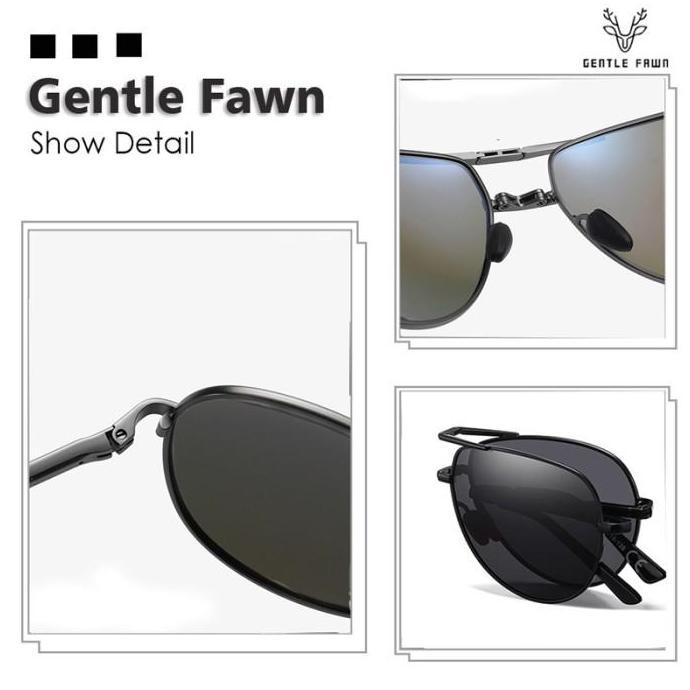 Kacamata Hitam Sunglasses Polarized Lipat Style Aviator Metal DDD 701