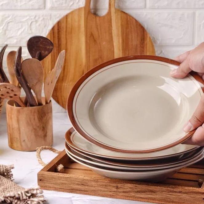 Promo  Piring Coklat | Piring Lucky Coklat | Piring Keramik Coklat | Piring Makan | Piring 8"Kl Cokl