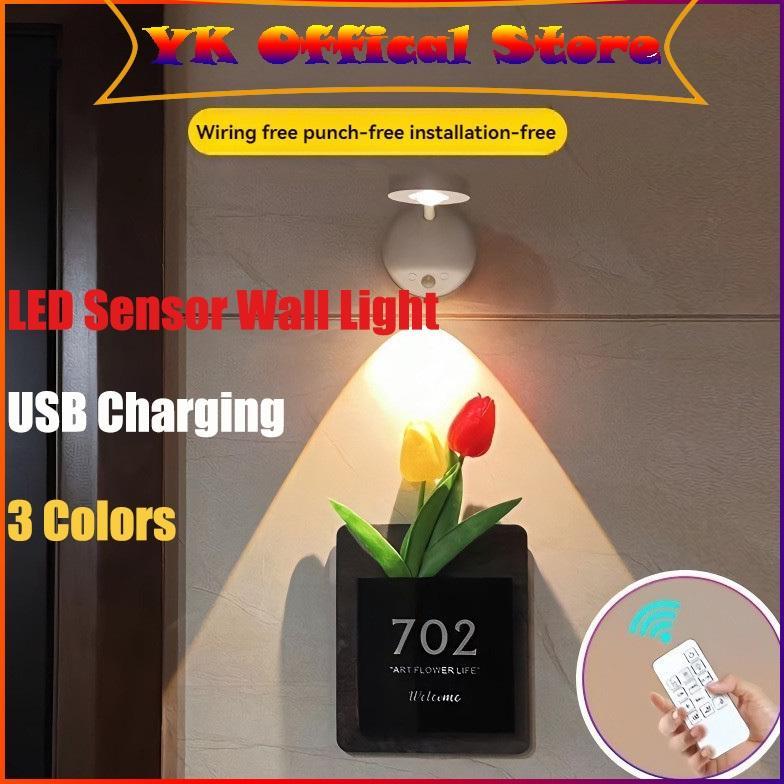 1PC 3 Warna Lampu Malam Led Lampu Sensor Lampu Dinding Indoor Lampu Rechargeable Usb Kamar Tidur Aes