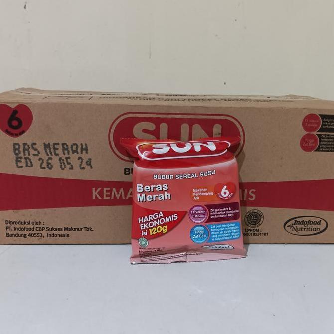 Bubur SUN Beras Merah ekonomis 120 gr / 1 dus / 24 pcs