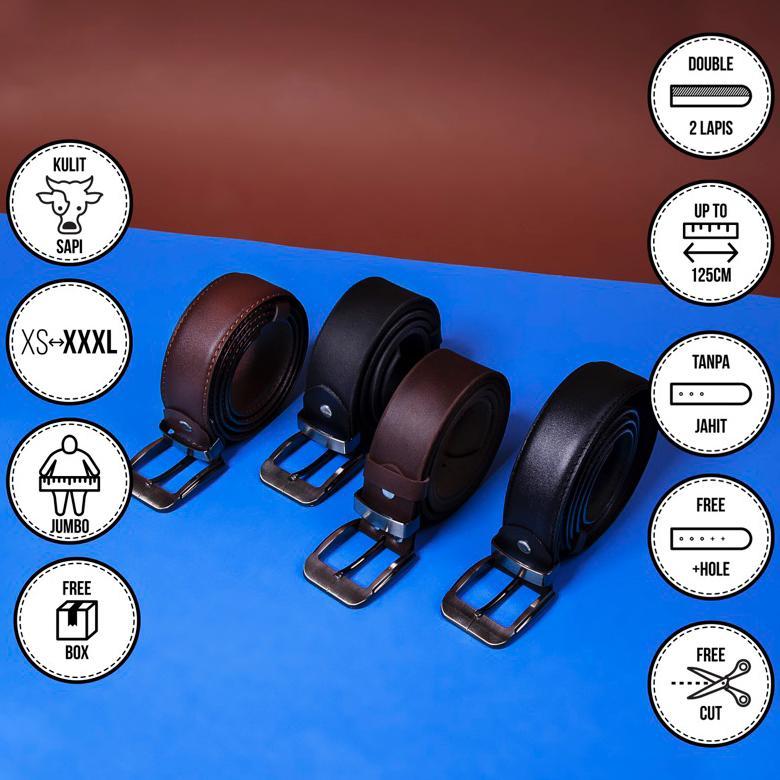 GK Casual Belt (Tanpa Jahitan) - Sabuk Kulit Asli Pria / Gesper Kulit Pria / Sabuk Kasual