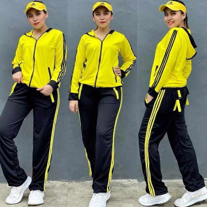 Super Murah, Stelan Baju Senam Zumba Aerobic Indoor Outdoor Kuning Hitam