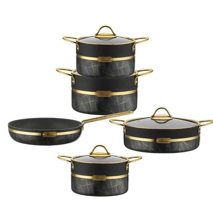 Termurah  Home,Kitchen,Kitchen Utensils,9 Pieces,Cookware,Frying Pan,Cookware,Set,Black,Food,Cooking