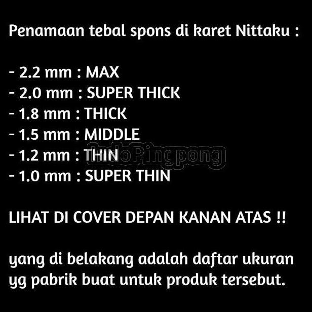 Nittaku Moristo SP AX 1.5 1.8 2.0 2.2 Max Super Thick Middle Short Pips Bintik Serang Pendek Tipis