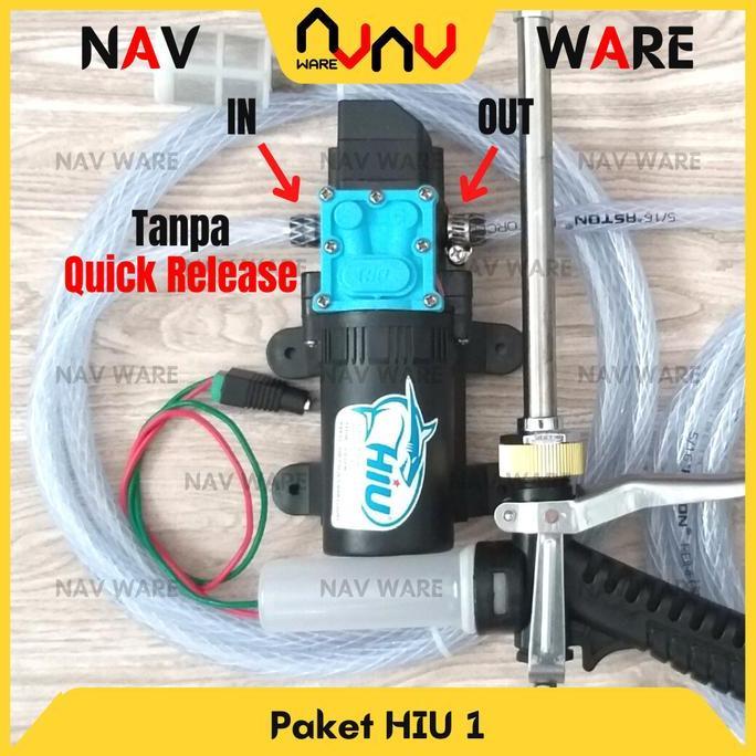 Lansungkirim- Paket Hiu 100Psi Pompa Air Dc 12V High Pressure Alat Cuci Motor Mobil Steam Sprayer Gu
