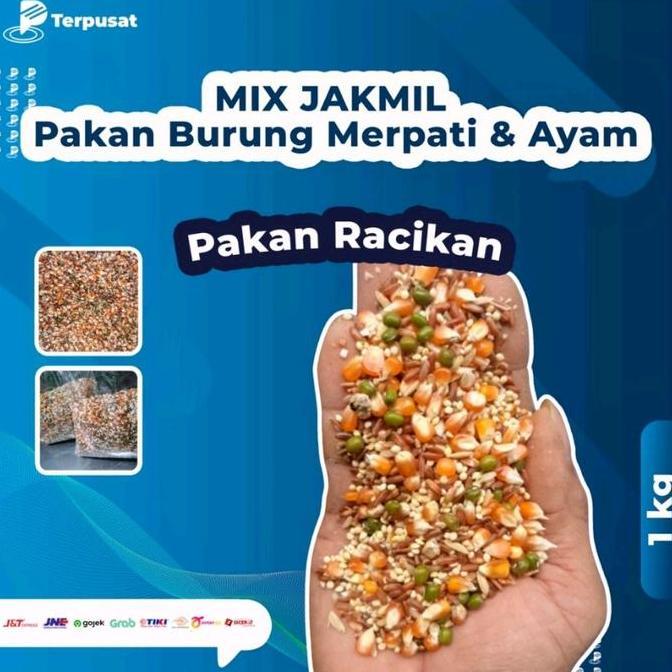 Brixd- Per 1Kg Mix Jakmil Dengan Jagung Kristal, Milet, Beras Merah,  Burung Merpati Makanan Burung 