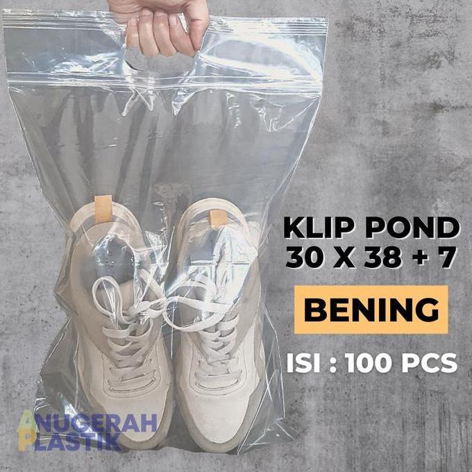 New- Plastik Klip Pond 30X38 Bening/ Plastik Klip Dengan Pegangngan