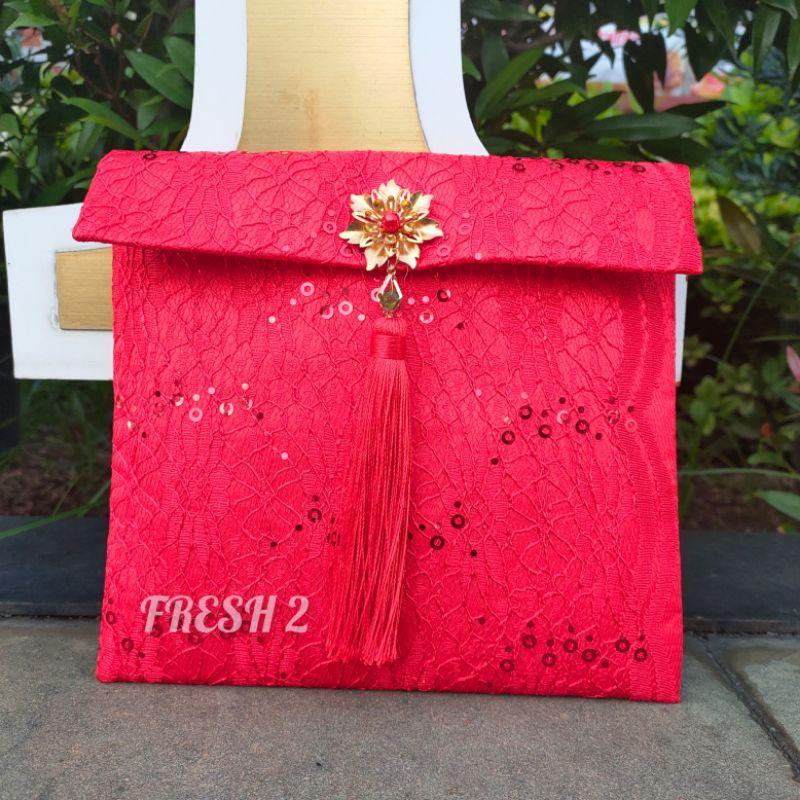Angpao Imlek Kain Merah / Angpao Imlek Orang Tua / Angpao Kain Untuk Orang Tua / Angpao Imlek Dompet