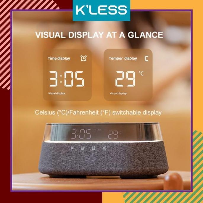 Jam Digital 7 In 1 Multifunction Alarm Clock With Wireless Phone Charging Bluetooth Stereo Speaker A