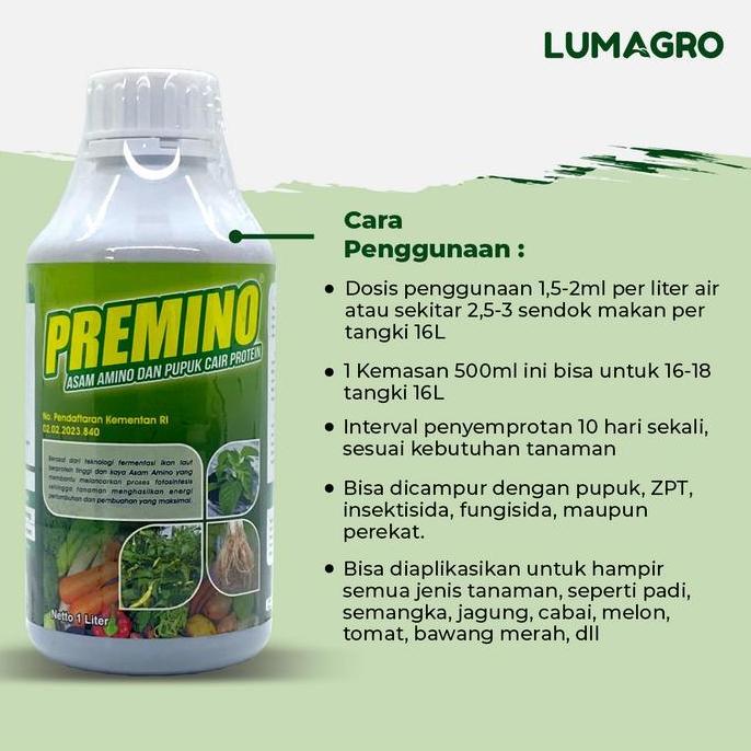 Gaerdenpic- Pupuk Premino 1 Liter Nutrisi Asam Amino Pencegah Stres Tanaman Dan Perbanyak Anakan Pad