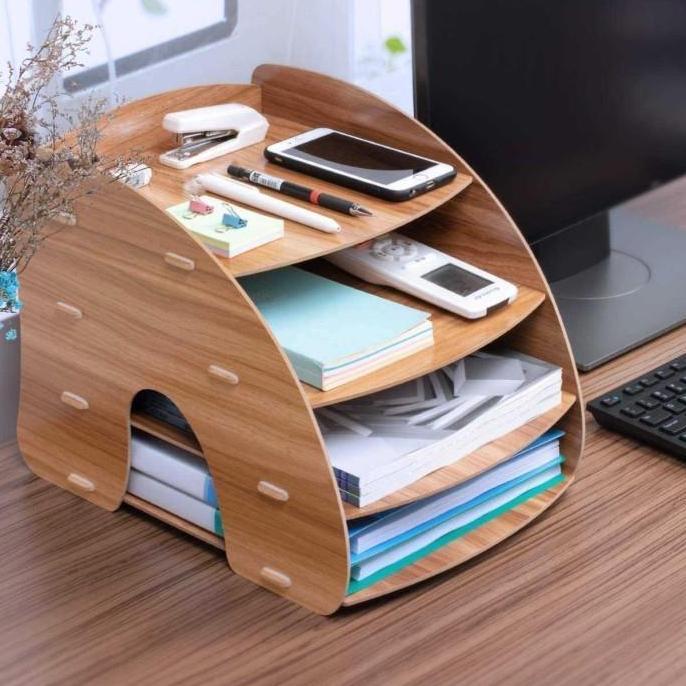 YGM Aesthetic Stationery Desk Buku Rak Dokumen Organizer Meja Wadah Kerja