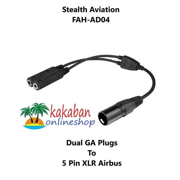 Stealth Aviation Headset Adapter - Dual Ga Plugs To 5 Pin Xlr Airbus New Promo