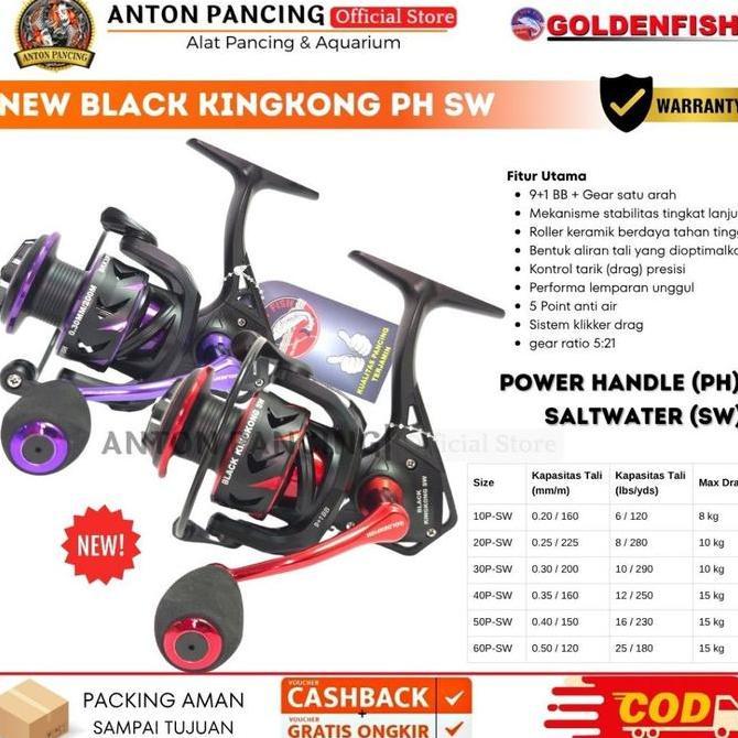 Super Murah, Reel Pancing New Black Kingkong Sw Ph 1000 2000 3000 4000 5000 6000