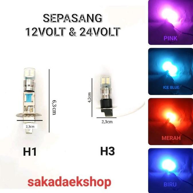 BASKRA_SHOP37 - SEPASANG LAMPU FOGLAMP H3 8LED 12V-24V LAMPU KABUT MOBIL SOKET H3