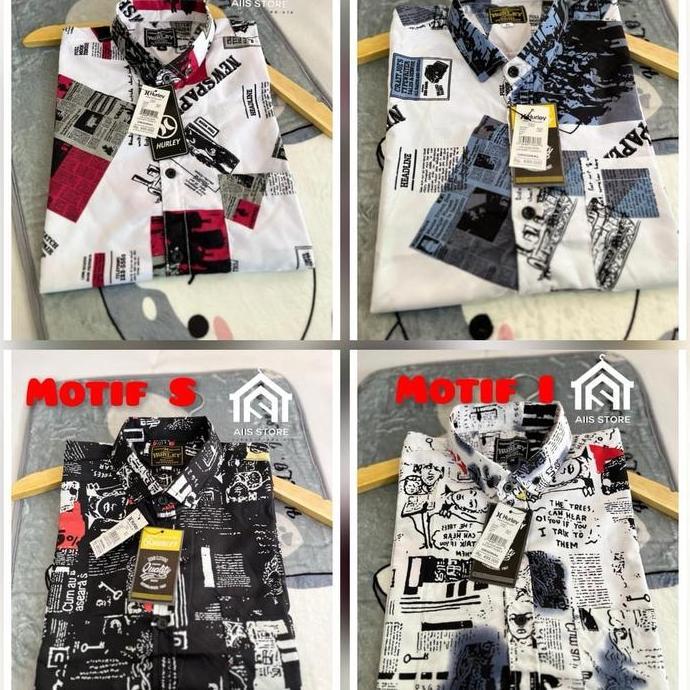 Boyboy- 100Ribu 4 Kemeja Surfing Kemeja Motif Pantai Lengan Pendek Hem Motif Koran Terbaru Baju Dewa