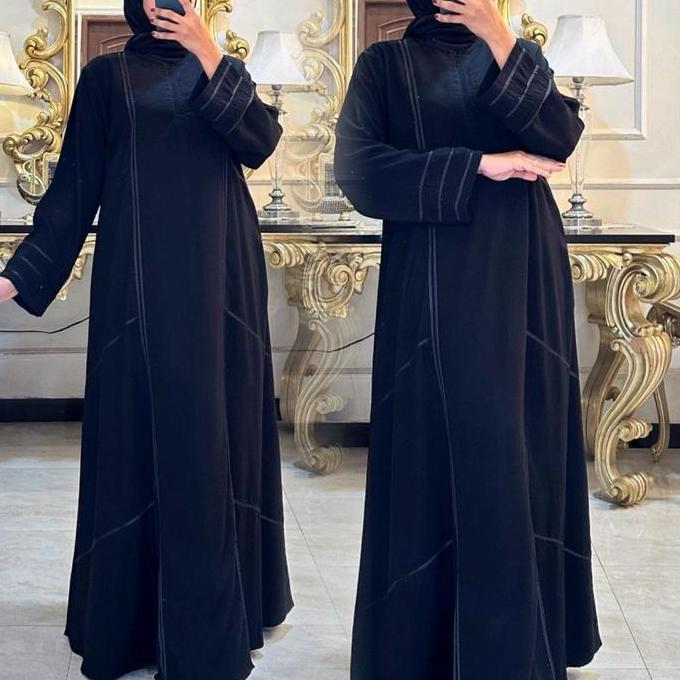Sale Abaya Sakinah Black Premium Abaya Gamis Dress Jetblack Abaya Kondangan Abaya Bundling Pashmina 