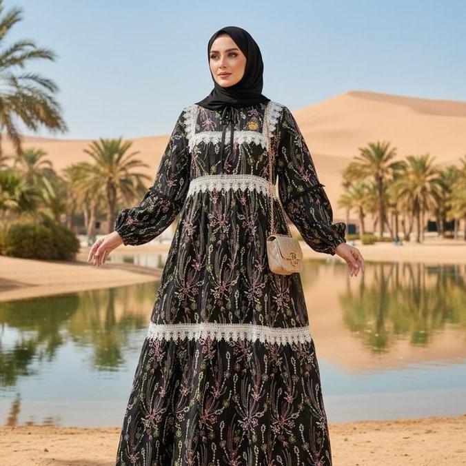 Promo Gamis Midi Panjang  Katun Bordil