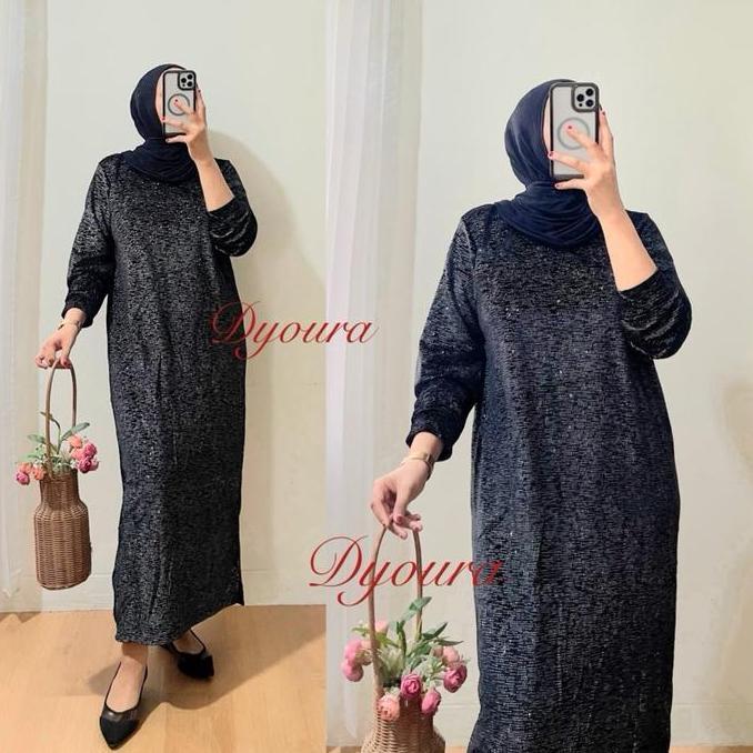 Sale Dress Bludru Line Premium Ori Bkk / Gamis Bludru Payet Printing