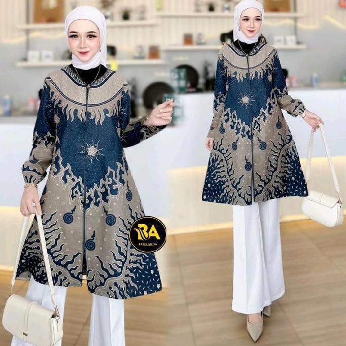 Newrelig- Tunik Batik Wanita Modern | Atasan Fashion Muslim Wanita Tunik Batik | Baju Batik Wanita P