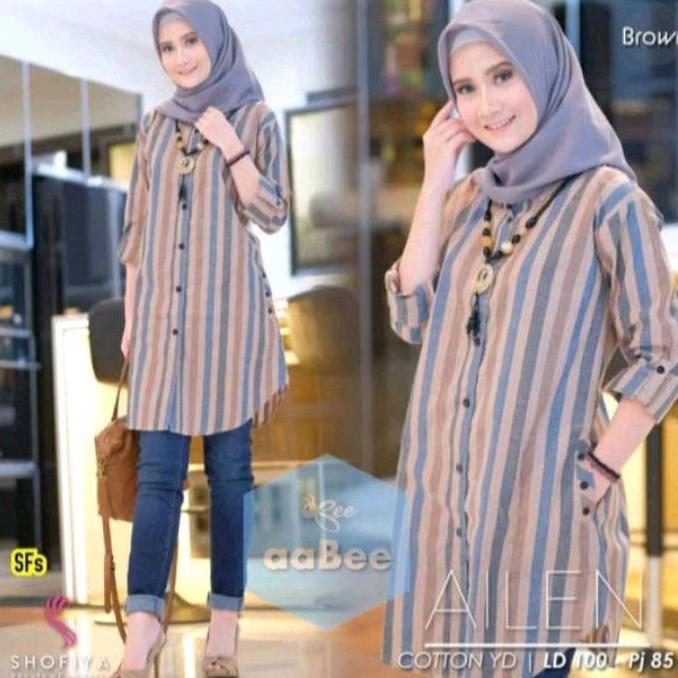 Newrelig- Terlaris Tunik Salur Dewasa/Kemeja Tunik Salur Terlaris
