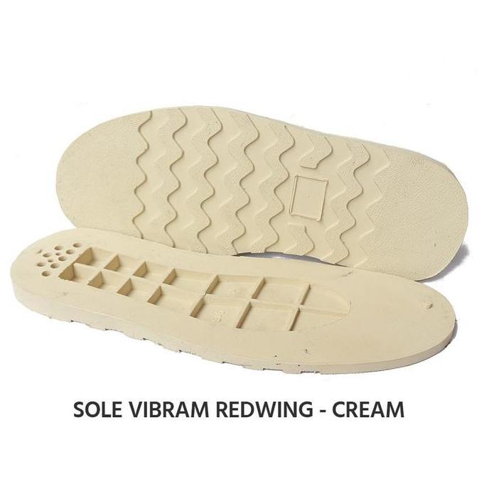 Keren- Sol Redwing Vibram Hitam Dan Krem Karet, Sol Potong