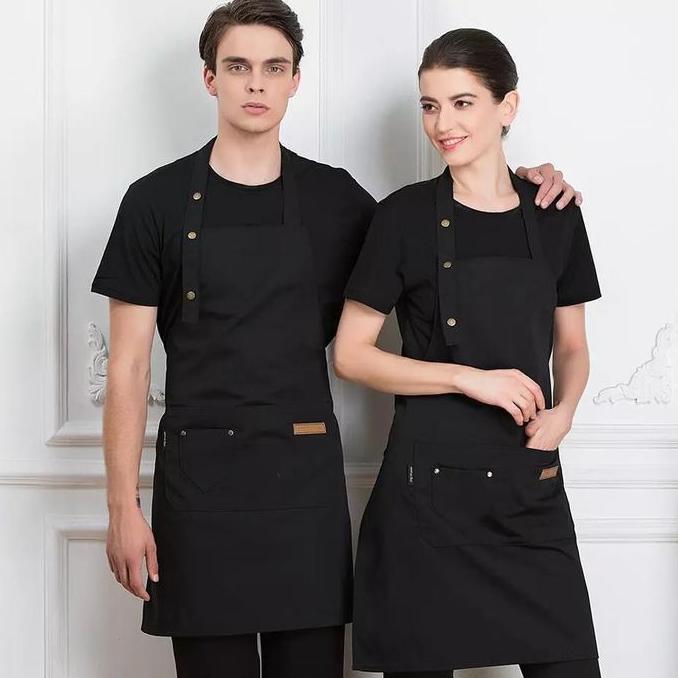 Lengkap- Apron Celemek Drill Korean Style/ Apron/ Celemek/ Barista