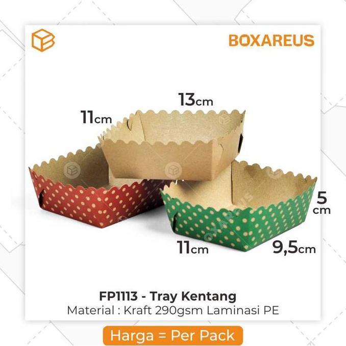 Baru- Kotak Kentang Goreng French Fries Food Paper Tray Box Makanan | Fp 1113