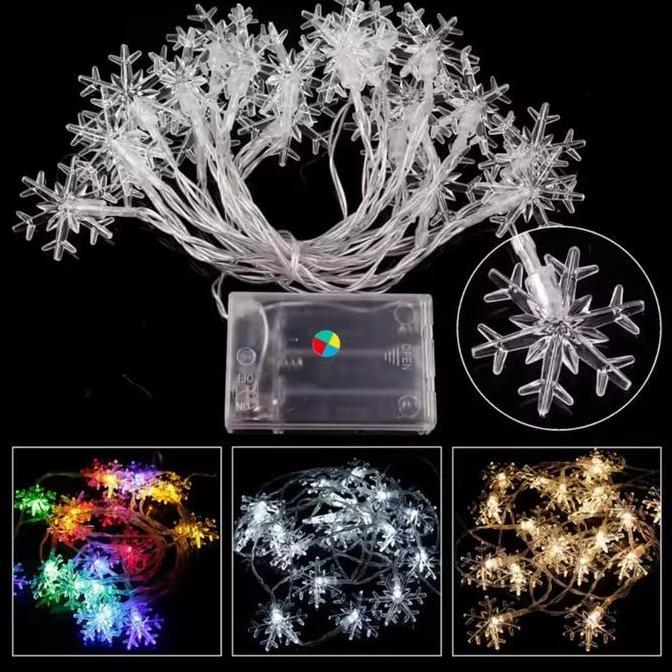 6782 Lampu Tumblr LED Snowflake Battery / Lampu LED  pohon natal 3 Meter