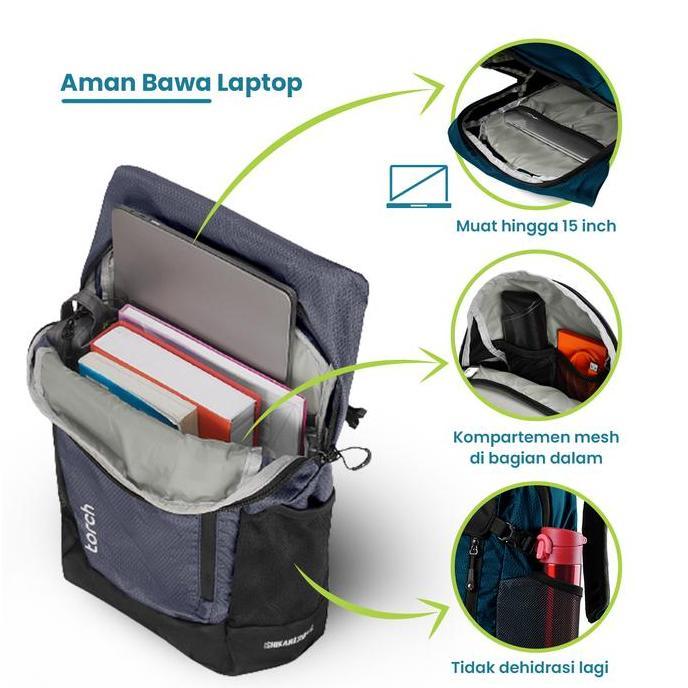 Tampilgayar- Torch Ishikari Tas Ransel Laptop Sekolah Pria Backpack 22L Rain Cover