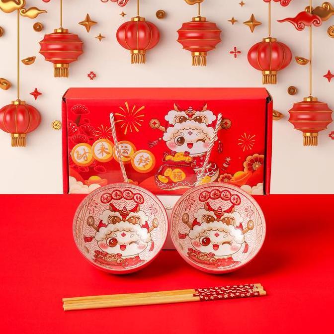 [ HAMPERS IMLEK ] Nexxio Mangkok Keramik Set Imlek / Gift Imlek Premium / Mangkok Imlek / Kado Imlek