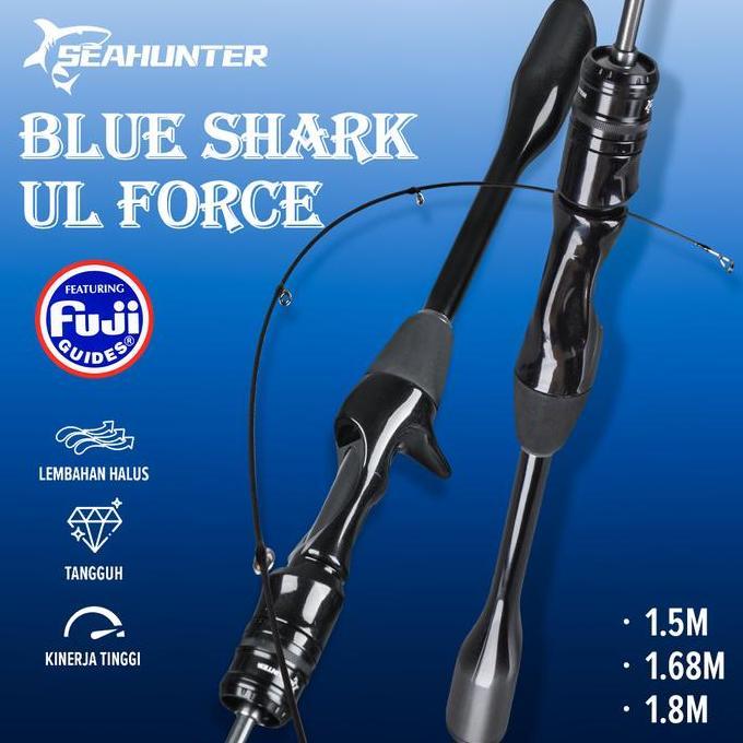 OFFICIAL SEAHUNTER Blue Shark Joran Pancing BC Casting Spinning Cincin Panduan FUJI O Max 10kg Panja